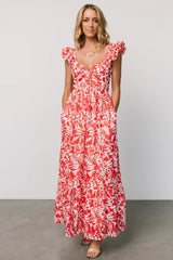 Renee Maxi Dress | White + Red