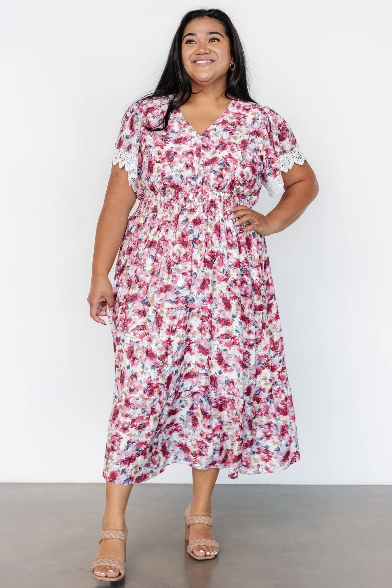 Aliyah Midi Dress | Berry Floral