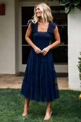 Emma Smocked Tulle Dress | Navy