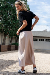 Celeste Satin Midi Skirt | Champagne