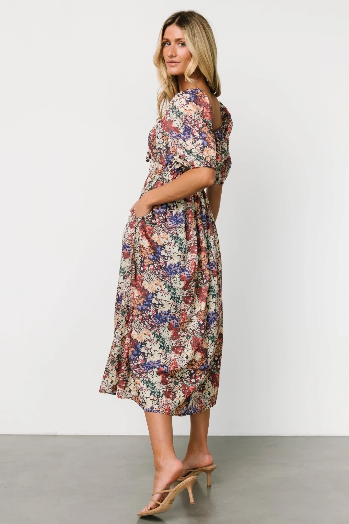 Eden Midi Dress | Black Multi Print