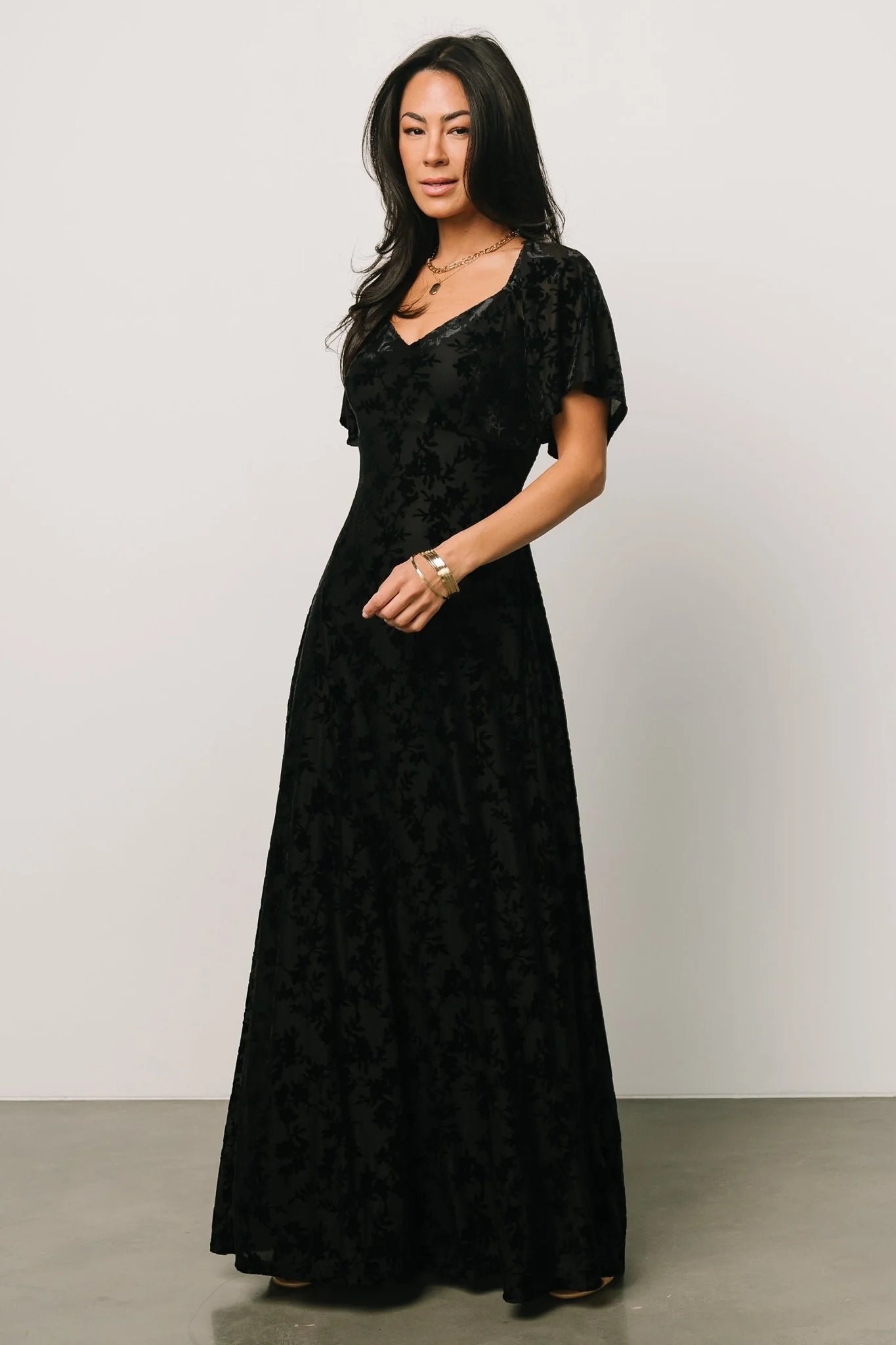 Everley Velvet Maxi Dress | Black