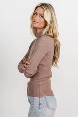 Ari Ribbed Long Sleeve Top | Mocha