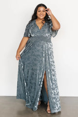 Veronica Velvet Maxi Dress | Slate Blue