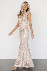 Alessia Sequin Gown | Champagne