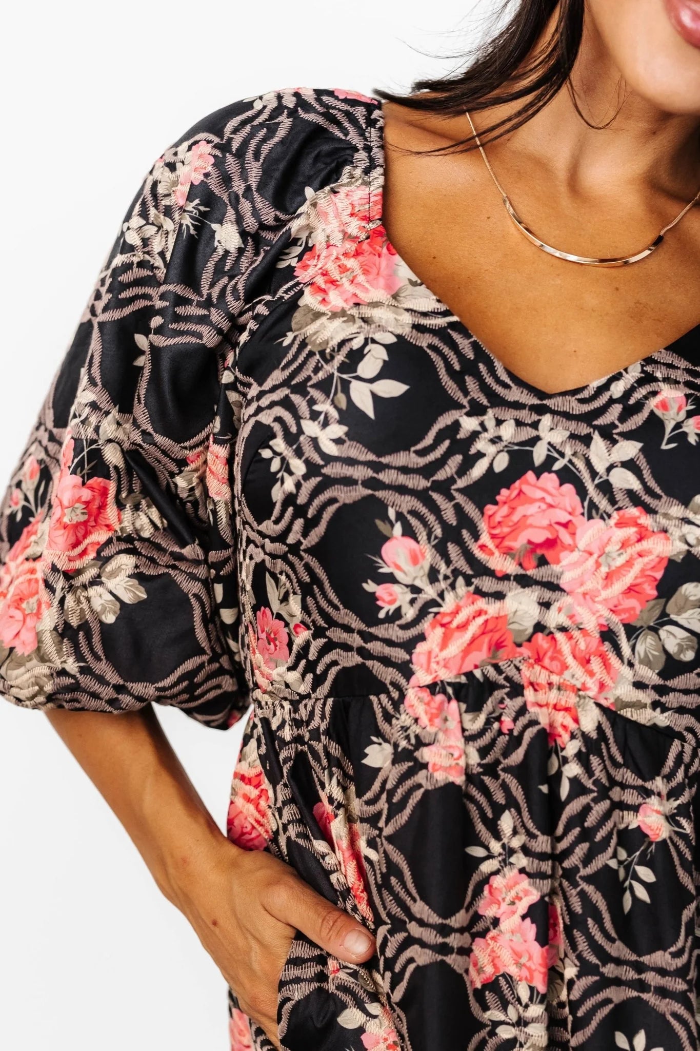 Ivanna Dress | Black + Pink