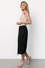 Malika Faux Wrap Skirt | Black