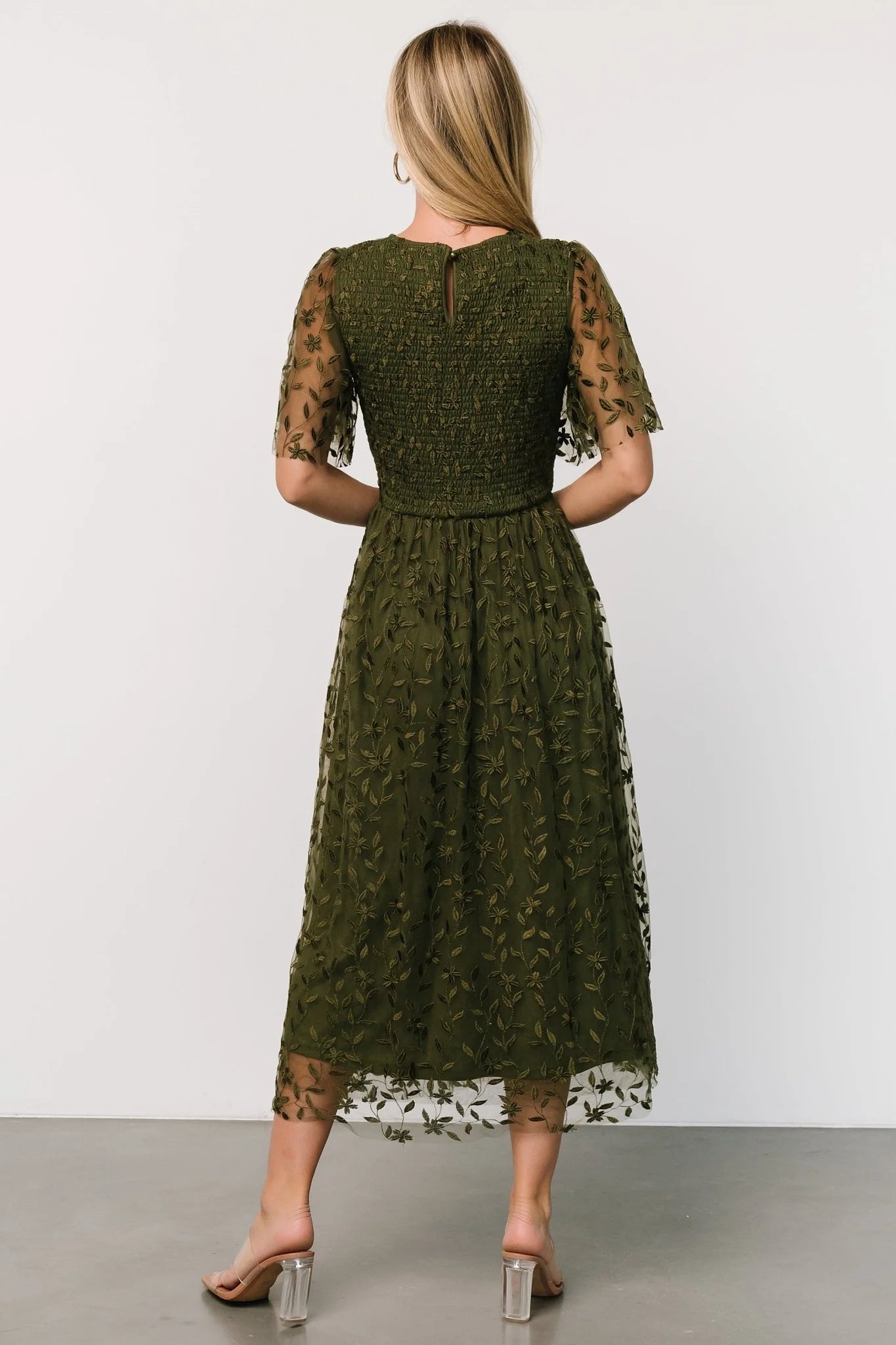 Kendra Embroidered Dress | Olive