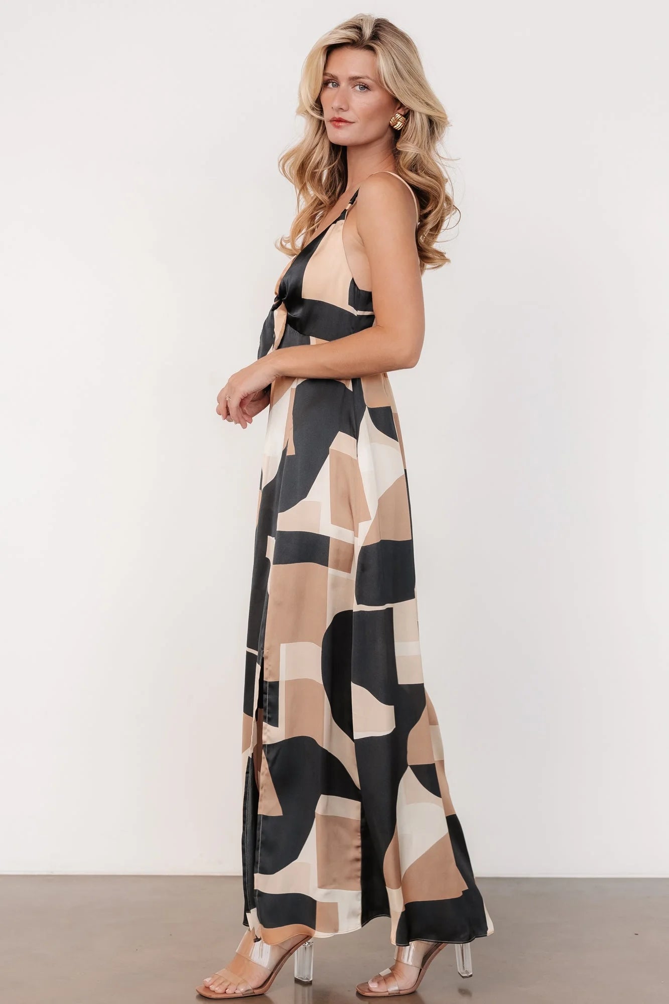 Xanthe Slip Dress | Midnight + Taupe Print