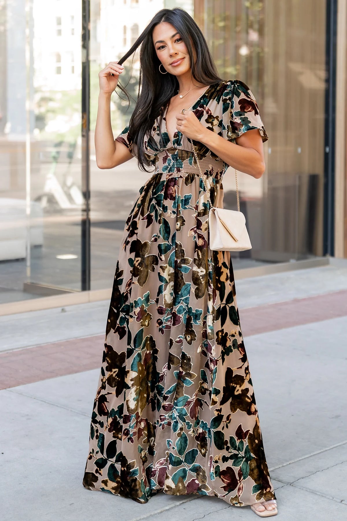 Valen Maxi Dress | Champagne Multi