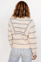 Rhya Knit Sweater | Cream + Blue