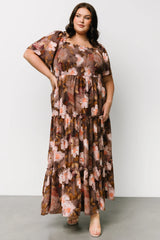 Southampton Smocked Maxi Dress | Brown Floral