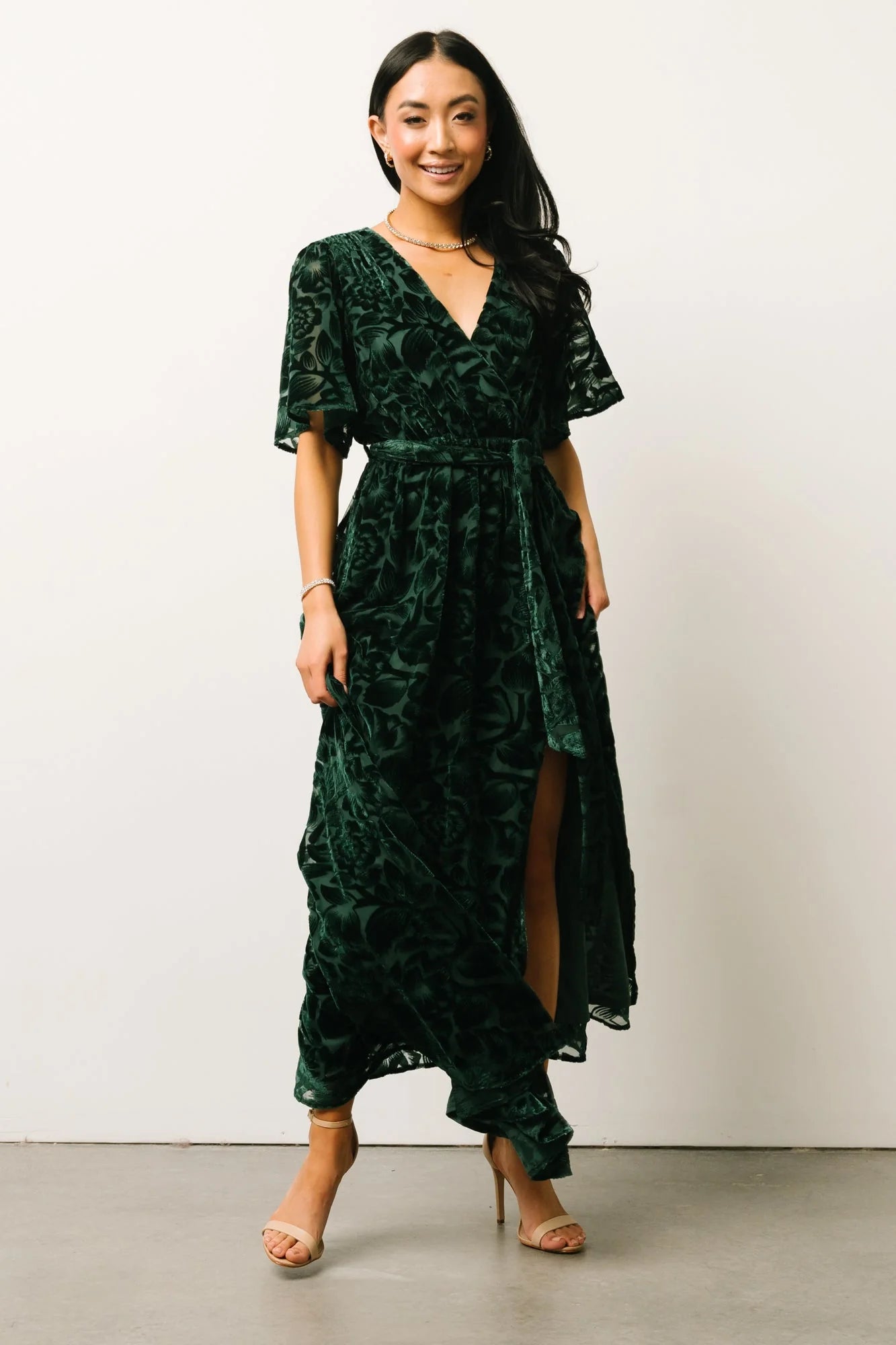 Uma Velvet Maxi Dress | Dark Green