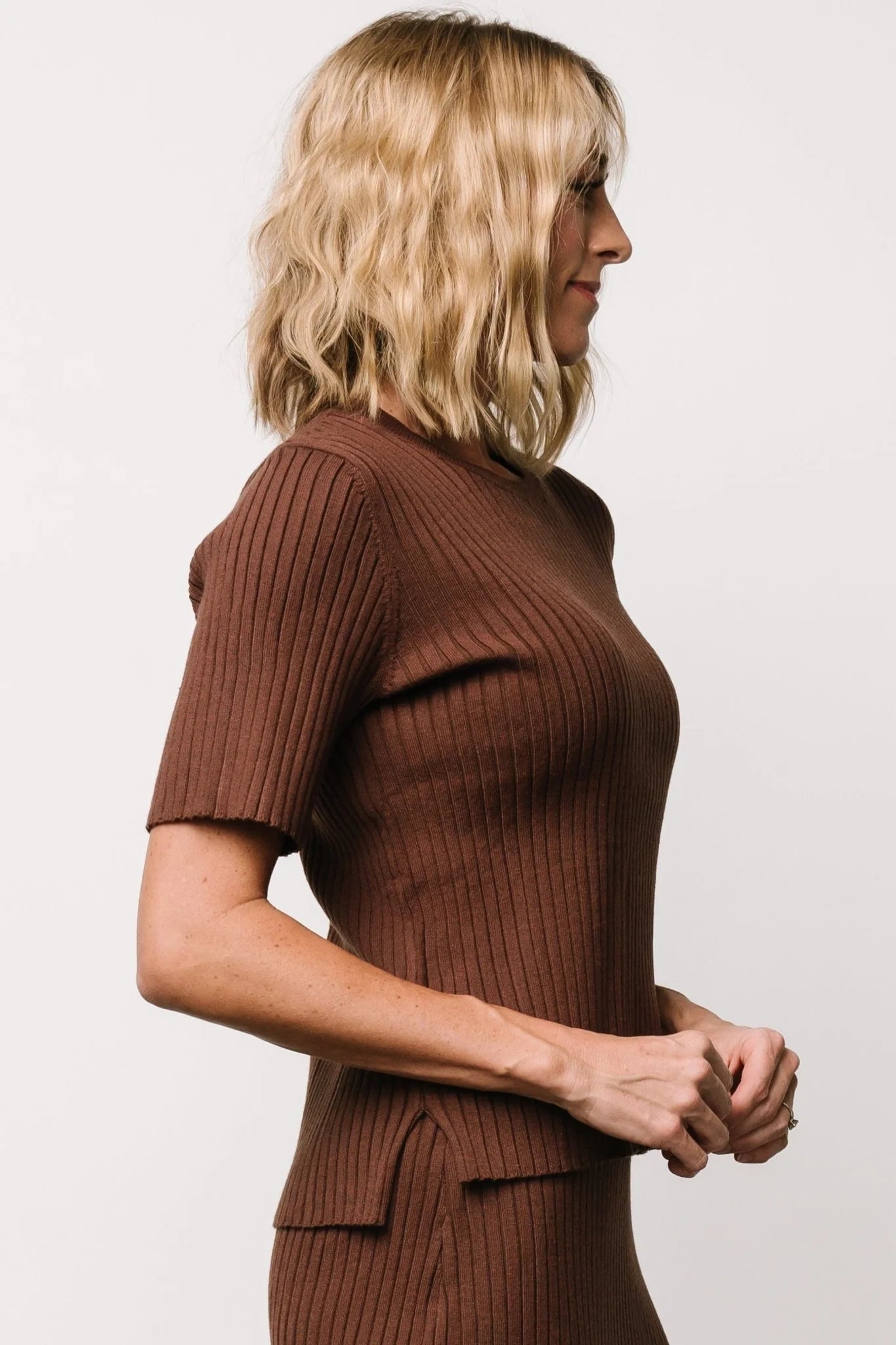 Stormi Ribbed Sweater Top | Brown