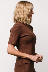 Stormi Ribbed Sweater Top | Brown