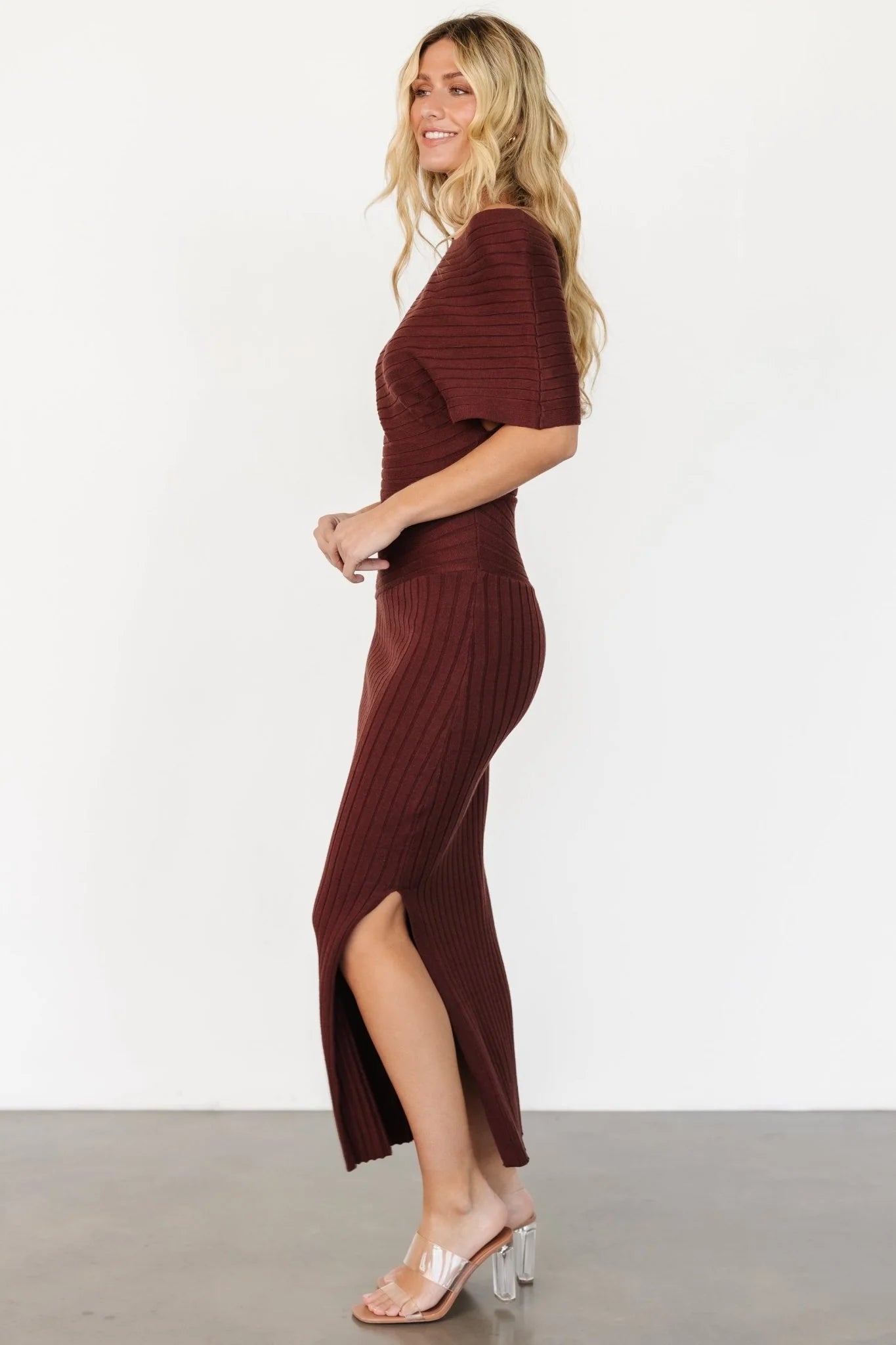 Clara Ribbed Sweater Dress | Mahogany Brown