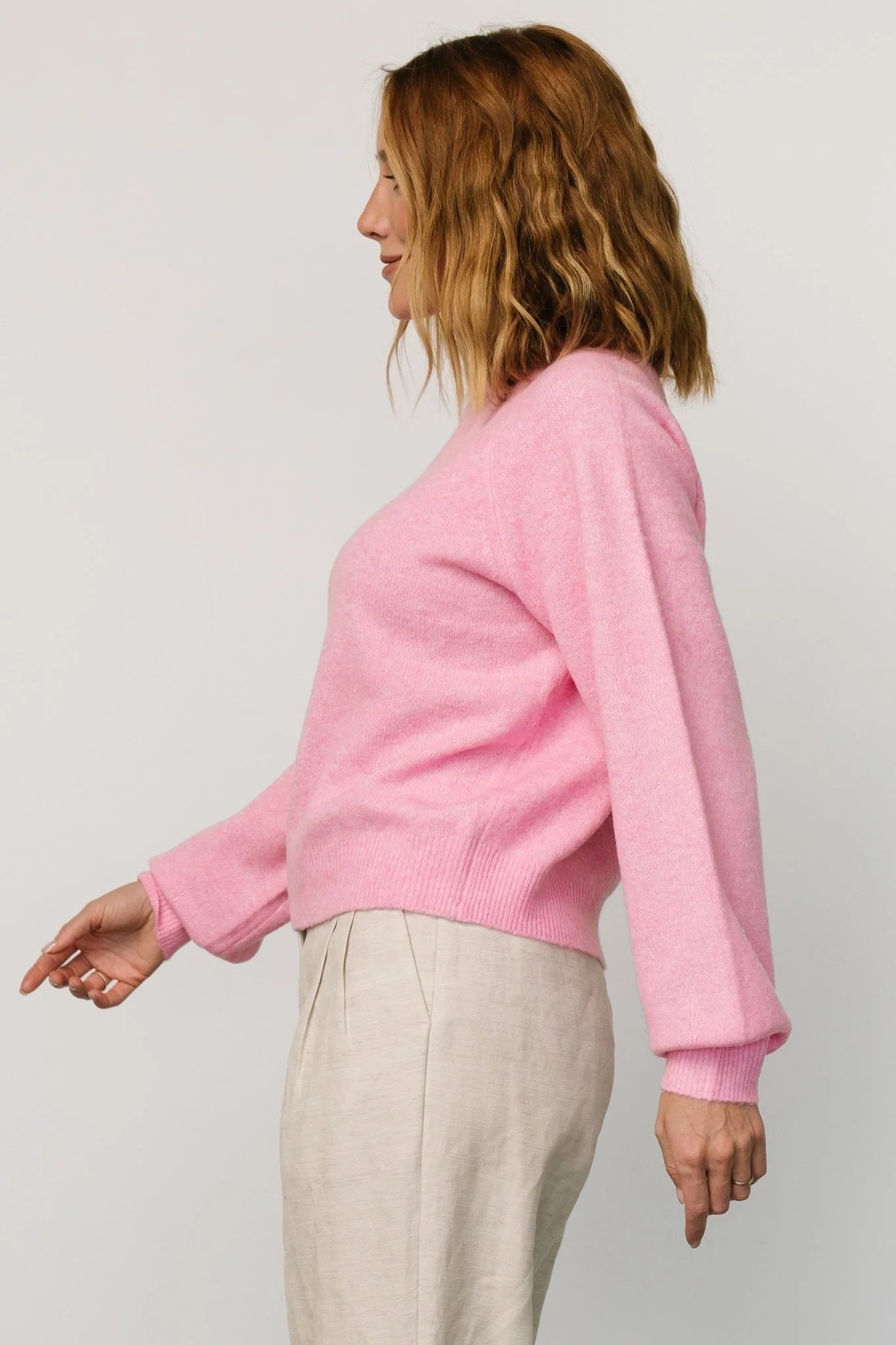 Bronson Mock Neck Sweater | Pink
