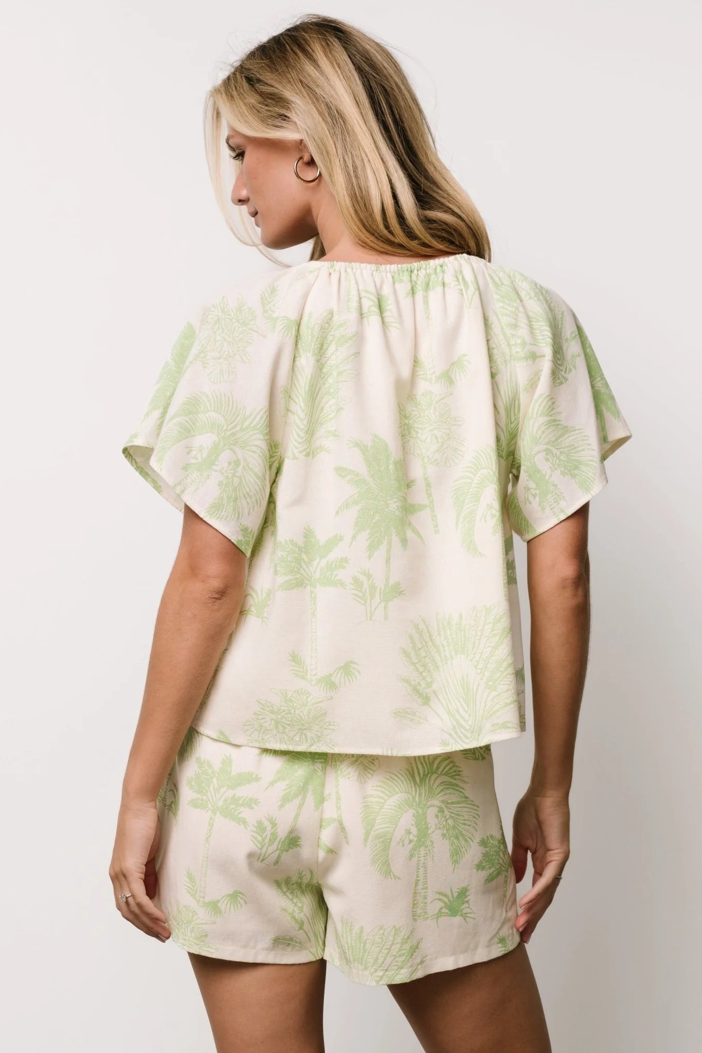 Carlina Set | Cream + Green Print