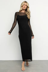 Darya Mesh Midi Dress | Black