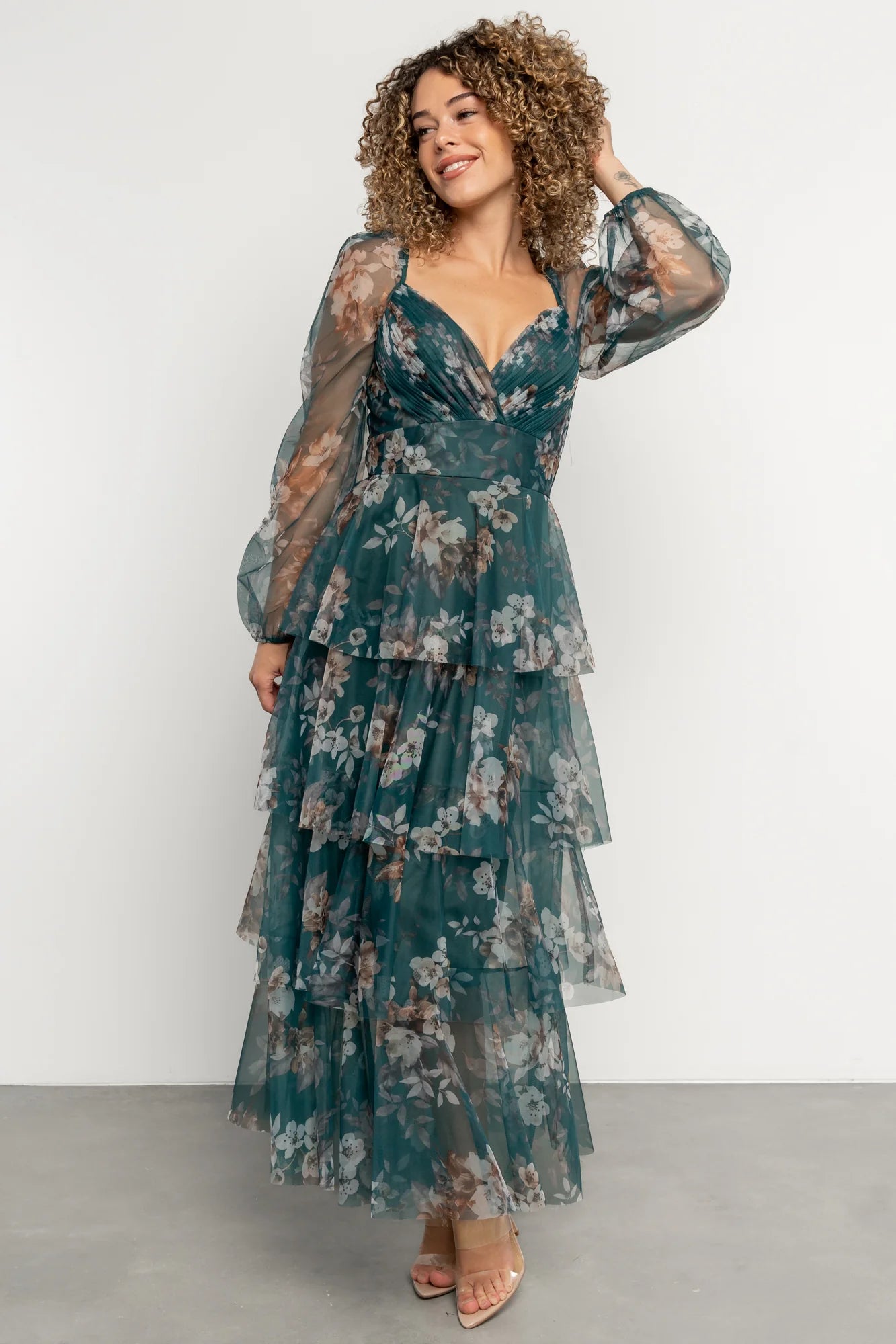 Tessa Tiered Maxi Dress | Green Floral