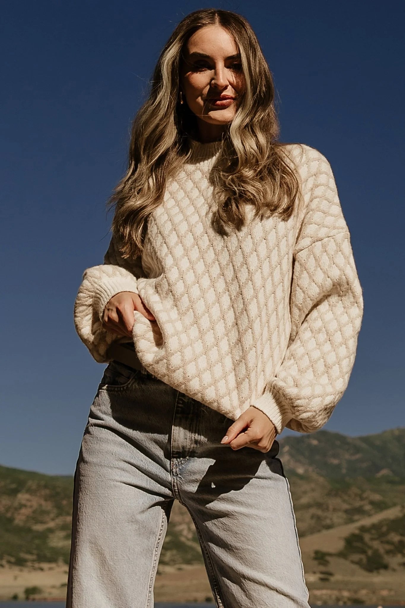 Hendrix Diamond Knit Sweater | Taupe