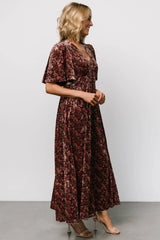 Irina Velvet Maxi Dress | Black Multi Floral