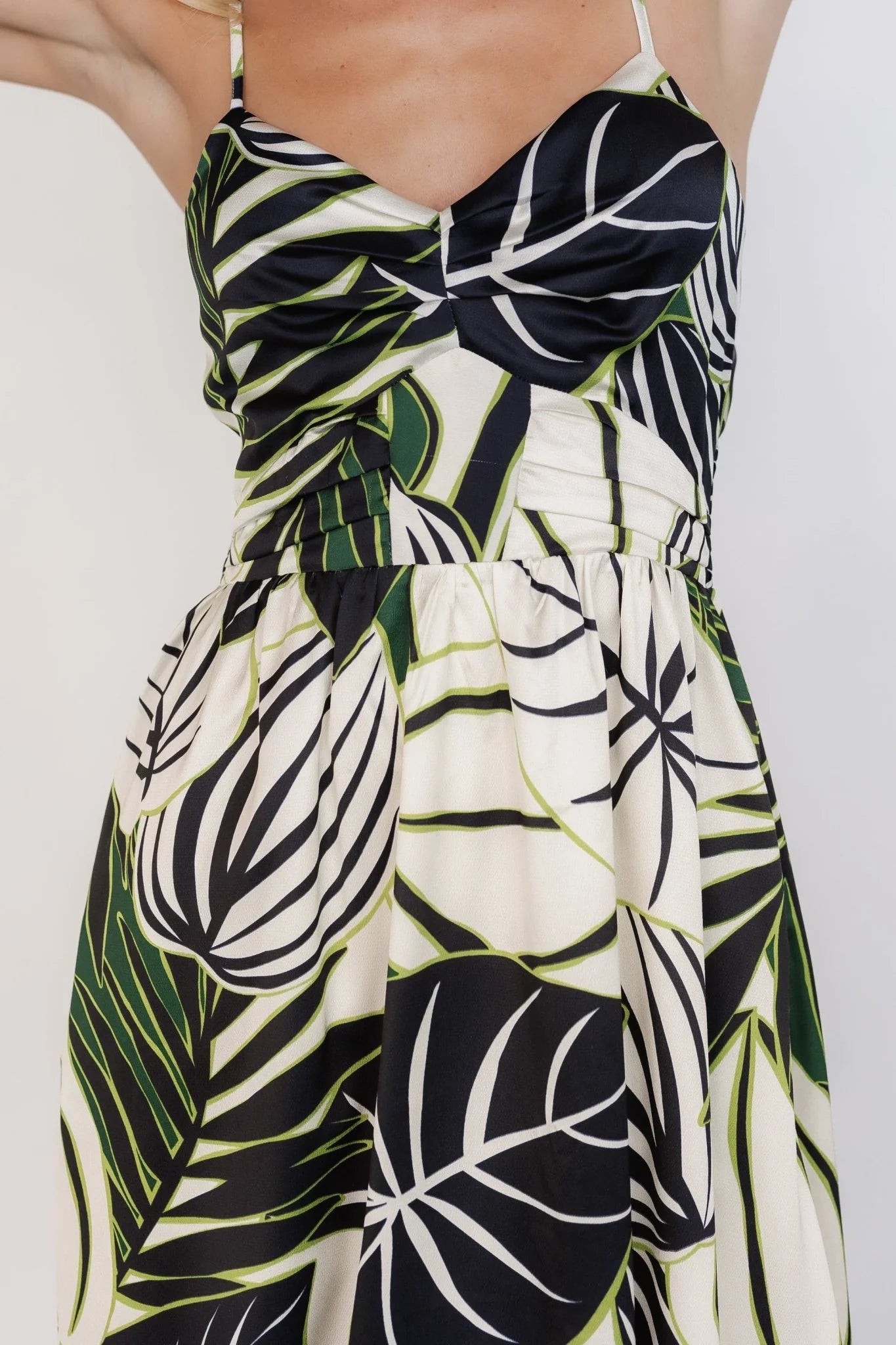 Norita Tie Back Tank Dress | Black + Green Print