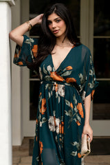 Kia Kimono Maxi Dress | Deep Topaz Floral
