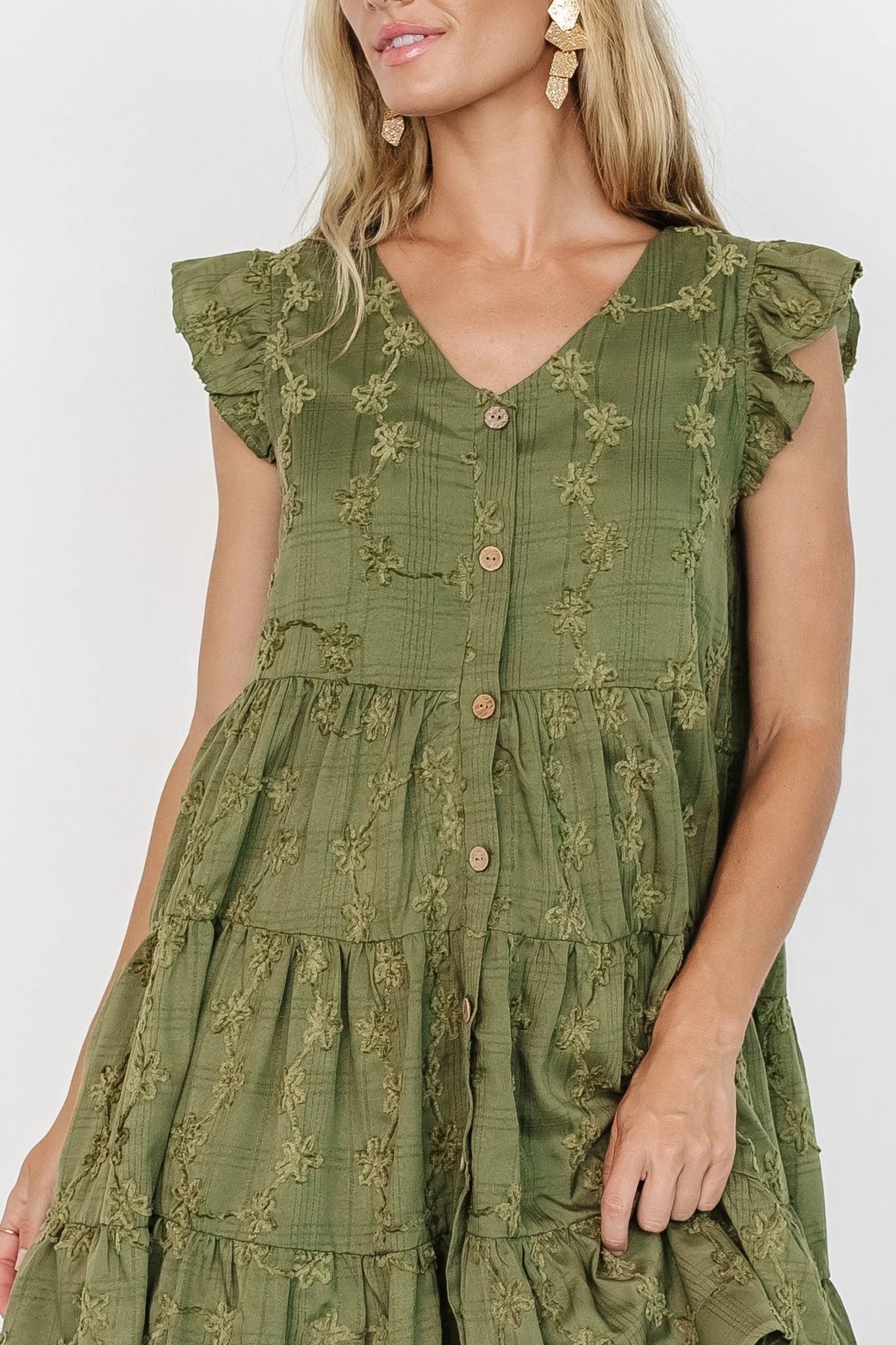 Kayla Button Up Short Dress | Olive