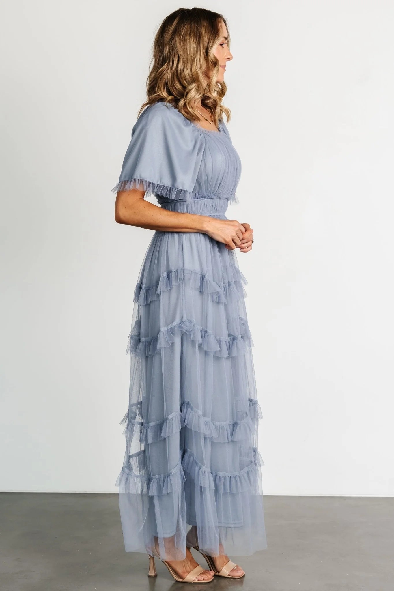 Magdalena Tulle Maxi Dress | Dusty Blue