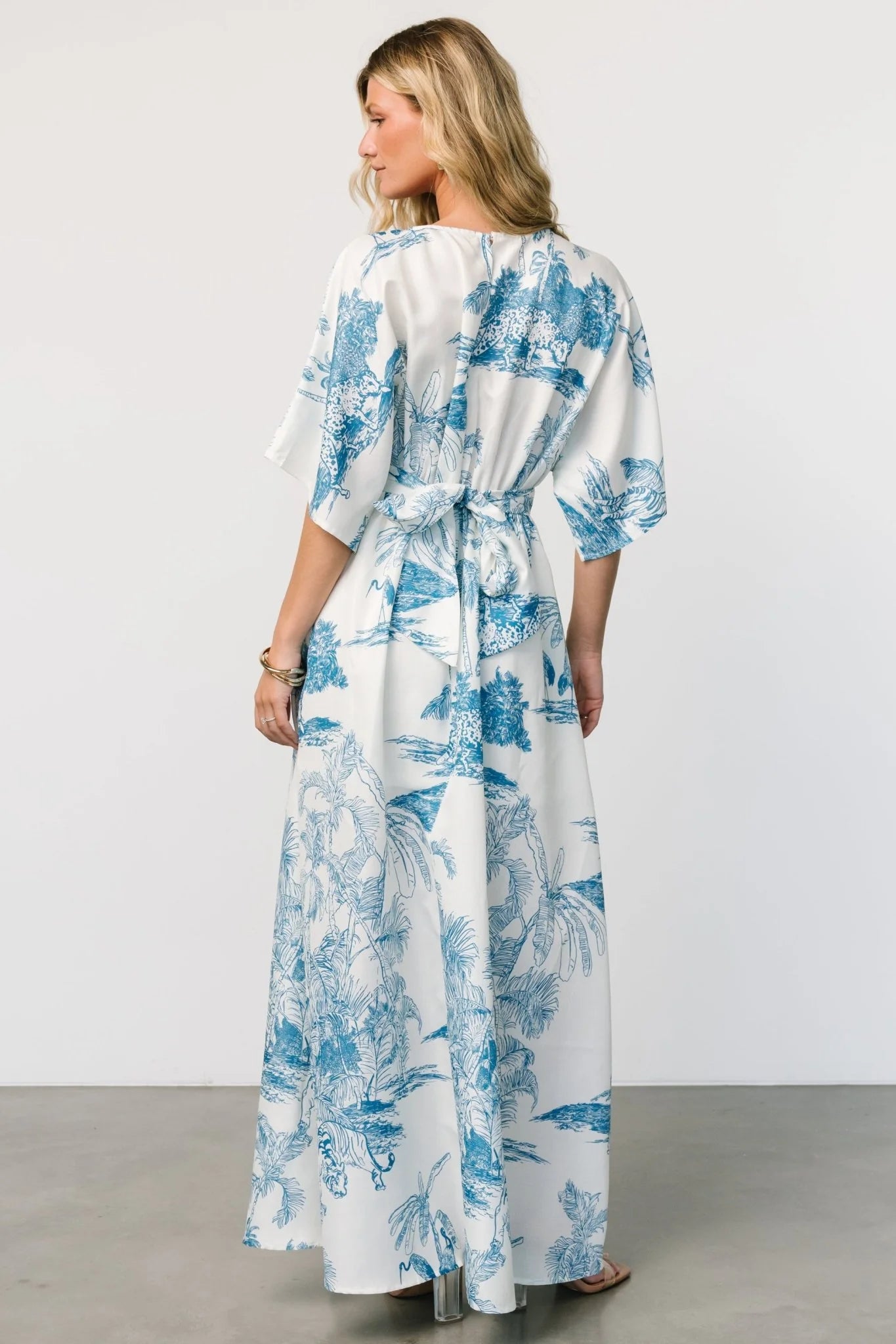 Dara Maxi Dress | Ivory + Blue Print