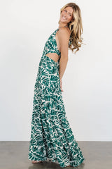 Brett Halter Maxi Dress | Palm Green Print