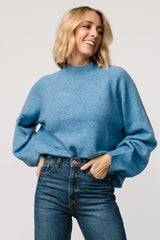 Bronson Mock Neck Sweater | Blue