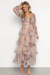 Tessa Tiered Maxi Dress | Pale Blush Floral