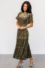 Bronwyn Velvet Dress | Olive