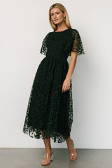 Kendra Embroidered Dress | Dark Green