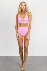 Del Mar Ribbed Bikini Bottom | Pink