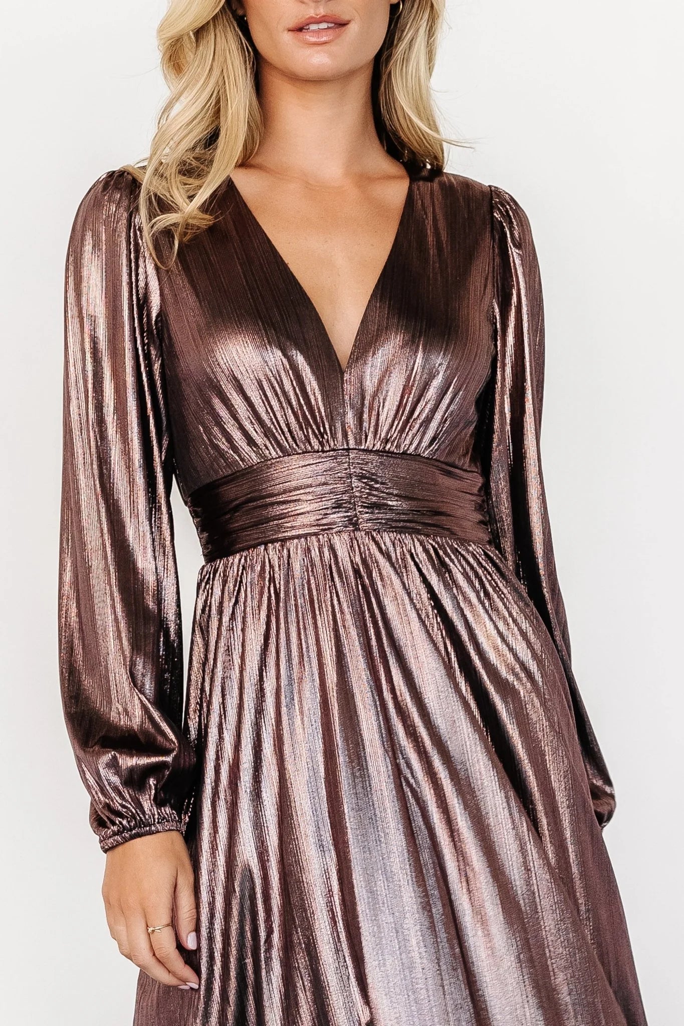 Aisha Shimmer Dress | Bronze