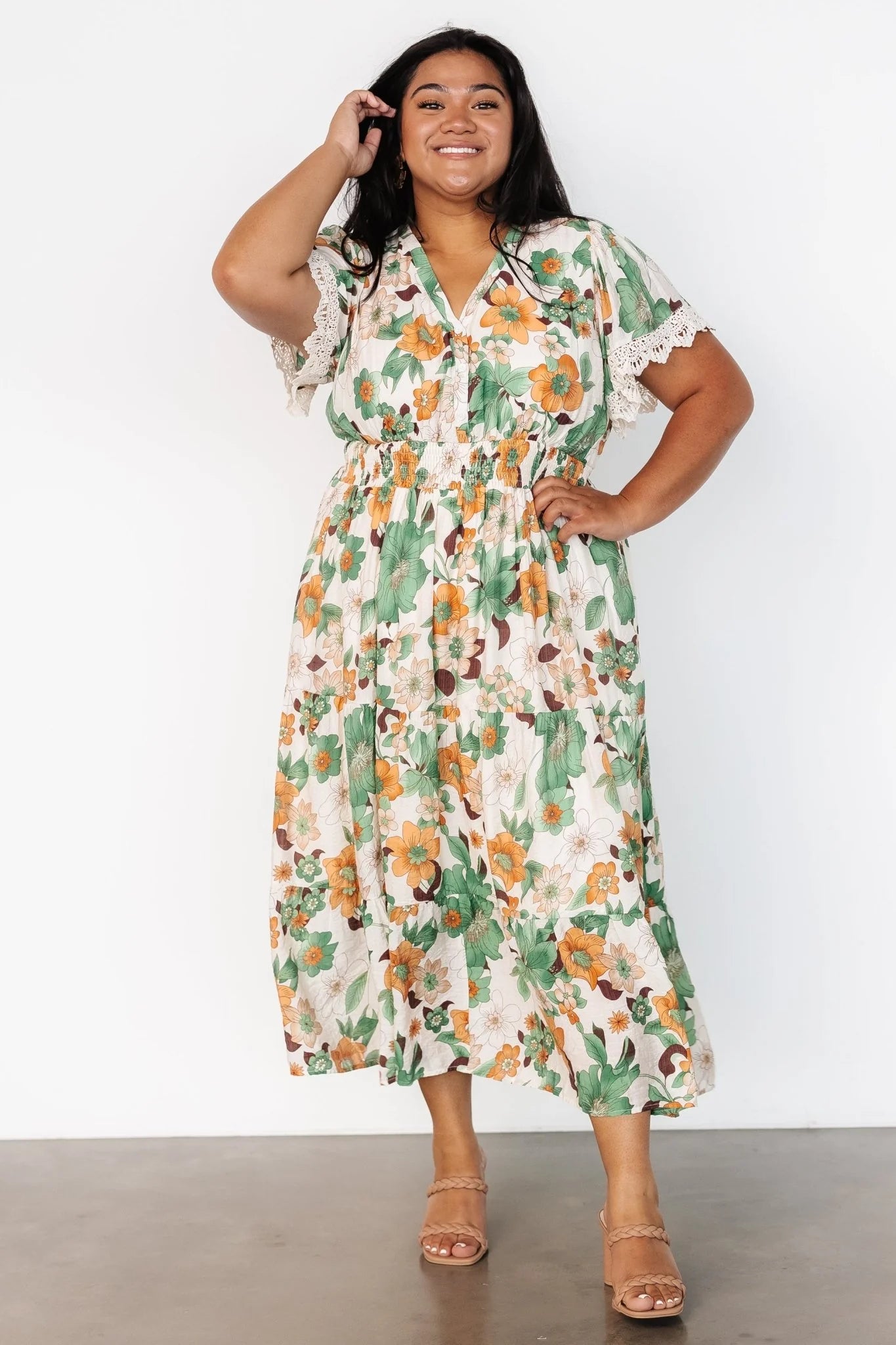 Aliyah Midi Dress | Green Floral