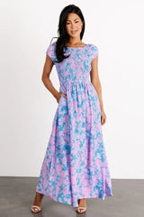 Tabitha Open Back Maxi Dress | Blue + Pink