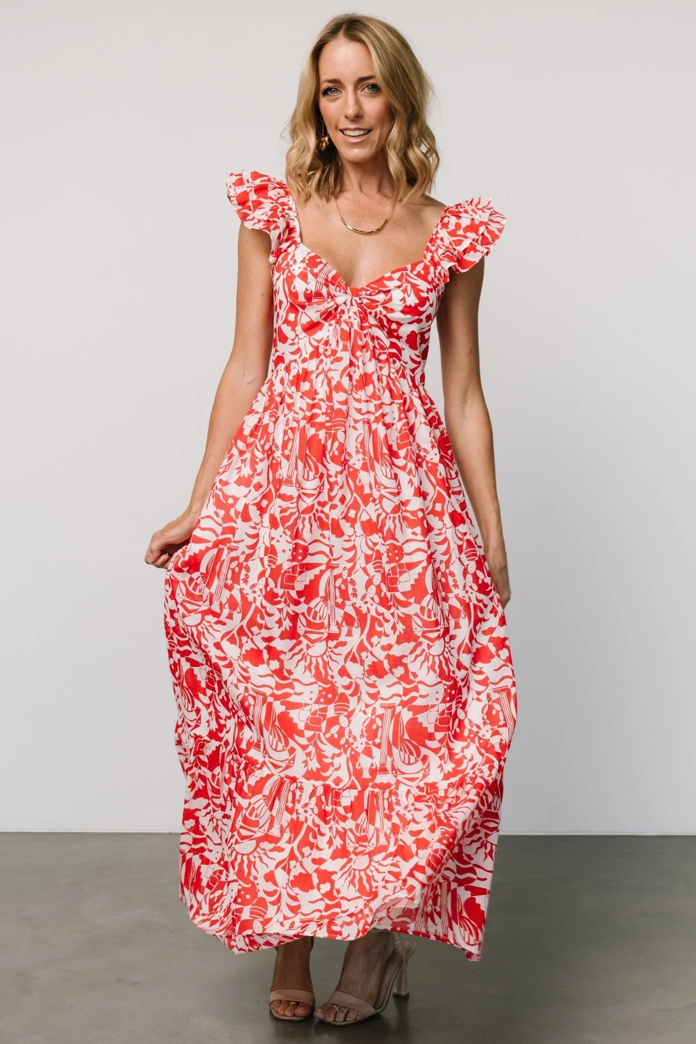 Renee Maxi Dress | White + Red