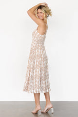 Thebes Tank Midi Dress | Taupe Print