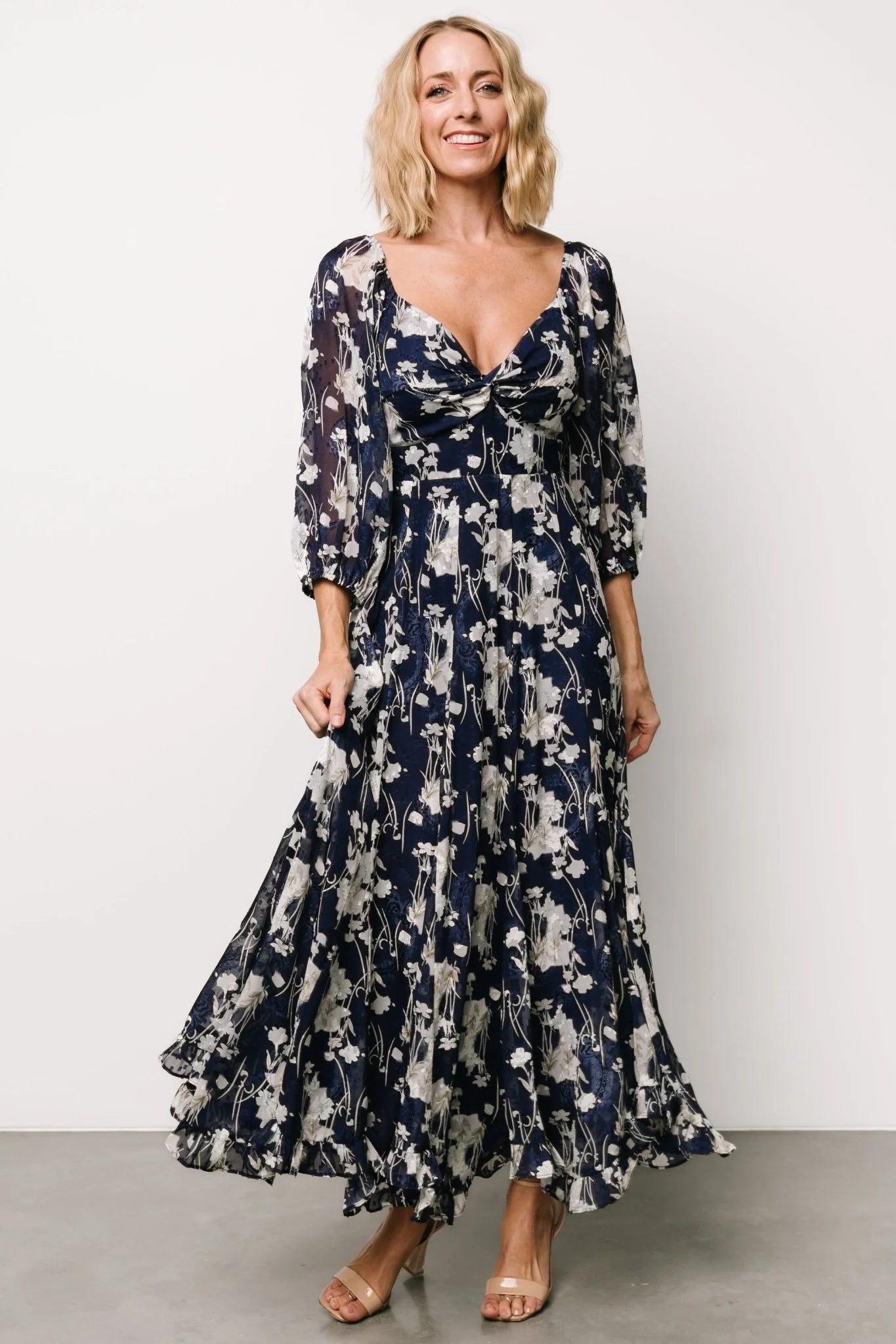 Estefania Maxi Dress | Navy + Off White Floral