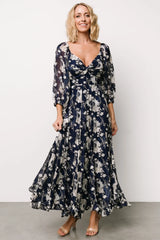 Estefania Maxi Dress | Navy + Off White Floral