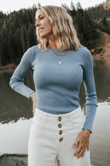 Sora Ribbed Top | Dusty Blue