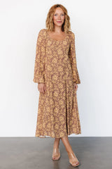 McKinney Dress | Brown + Gold Floral