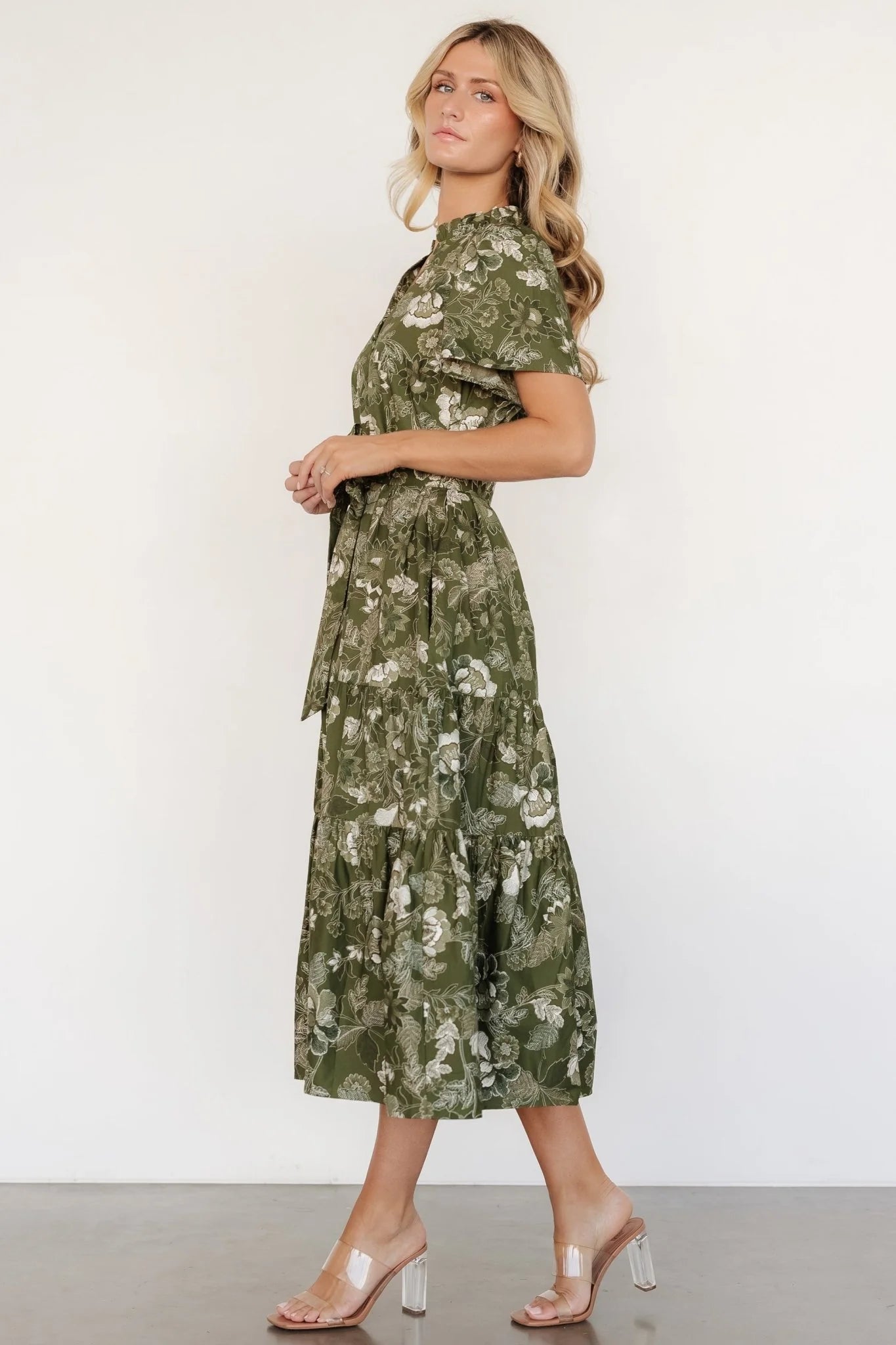 Adara Midi Dress | Olive Floral