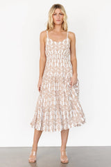 Thebes Tank Midi Dress | Taupe Print