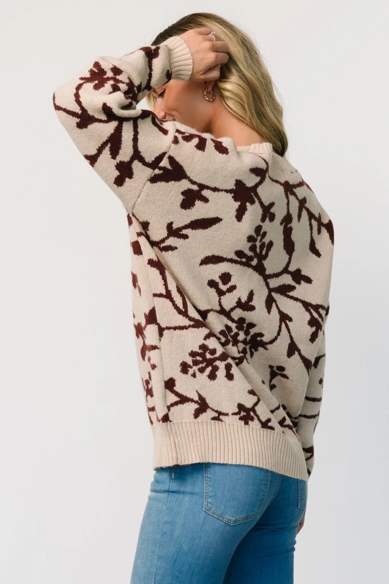 Hallstatt Sweater | Beige + Merlot Print