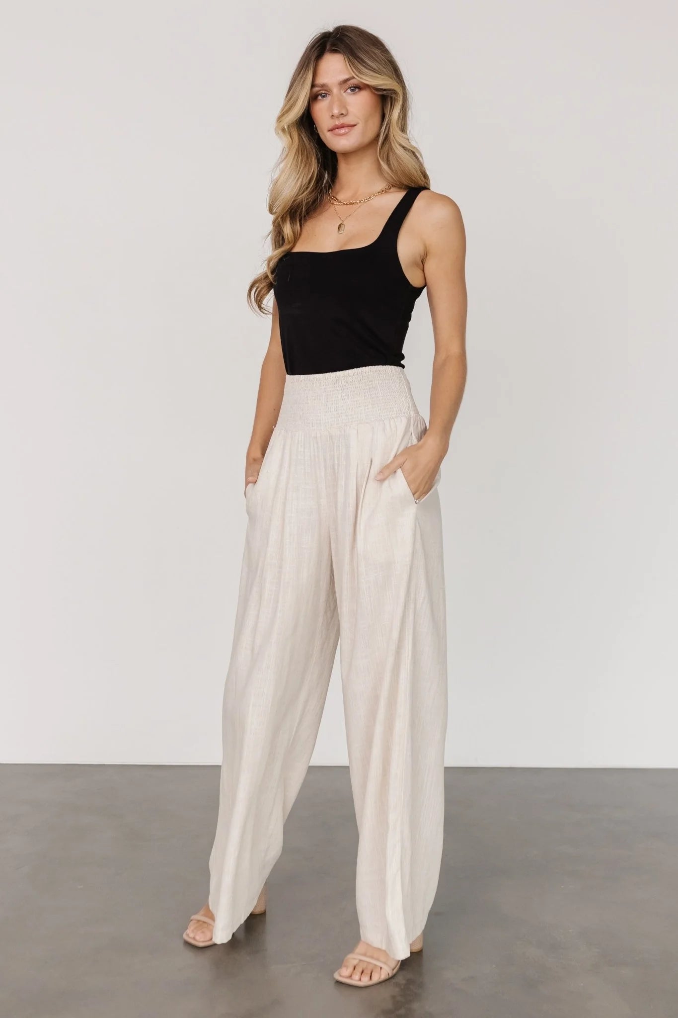 Parvati Smocked Waist Pants | Natural